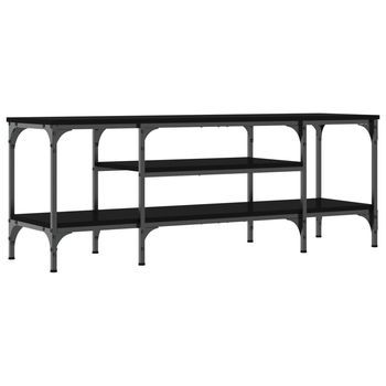 Mueble De Tv Hierro Y Madera Contrachapada Negro 121x35x45 Cm