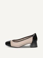 caprice pumps beige made of leather and textile with block heel size 39