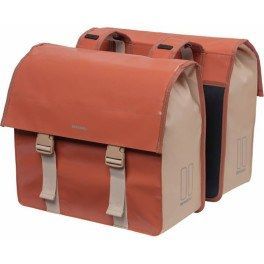 Basil Alforjas Urban Load 53l Impermeable Poliester Rojo/beige Con Reflectantes (40.5x17.5x46 Cm)