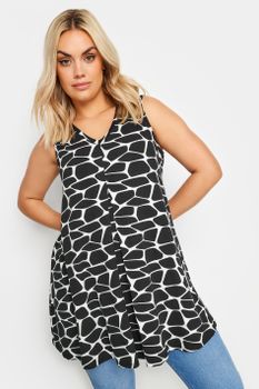 Yours Top Estampado Blanco Y Negro Sin Mangas , Mujer Curvy Y Tallas Grandes, Yours