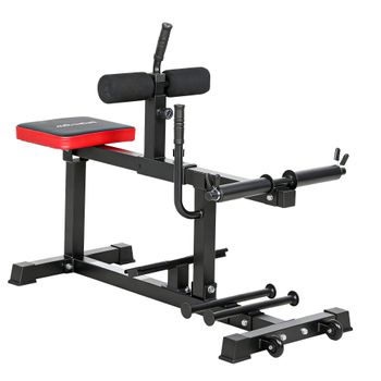 SPORTNOW Banco de entrenamiento de piernas, máquina para elevación de pantorrillas, con ruedas, equipamiento deportivo para ejercicios en casa, acero, negro   Aosom España