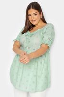 yours blusa verde menta de algodon con bordados calados mujer curvy y tallas grandes yours