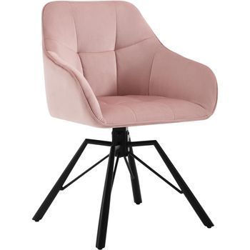 Silla Giratoria 360° Silla De Comedor De Terciopelo Y Metal Silla Escandinava Silla De Cocina Sillón De Comedor - Rosa - Woltu