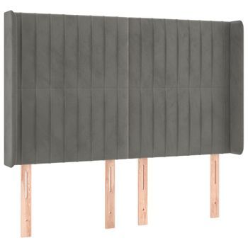 Cabecero Cama Mueble De Dormitorio Con Led De Terciopelo Claro 147 X 16 X 118/128 Cm Gris M02_0001419