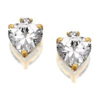 9ct gold heart cubic zirconia stud earrings - 6mm - g2927