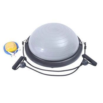 Balón de equilibrio, yoga, entrenador de equilibrio de 60 x 22 cm hasta 200 kg, media pelota de gimnasia, tabla de equilibrio con bomba y 2 bandas de fitness