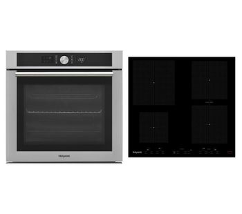 HOTPOINT Smart CID641BB Electric Induction Hob & Class 4 SI4 854 C IX Electric Oven Bundle, Red