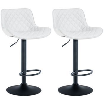Set De 2 Taburetes De Bar Minosa Simil Cuero Blanco 54x48x81 Cm Clp