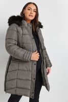 bump it up maternity abrigo acolchado gris con extensiones laterales