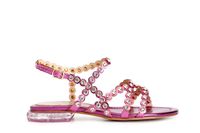 sandalias asimetricas con pedreria hot pink 38