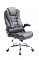 silla de oficina giratoria regulable en simil cuero gris