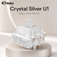interruptor lineal akko u1 crystal silver de 5 pines 35gf ligero lubricado de fabrica compatible con interruptores de teclado mecanico mx 45 piezas