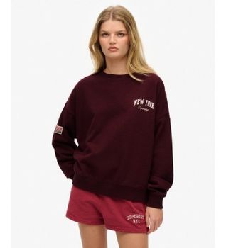 Superdry para mujer. W2012443A Sudadera Athletic Relaxed burdeos (M), Casual, Algodón