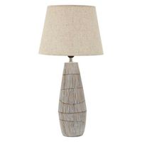 lampara de mesa de resina beige con pantalla de tela o 35695