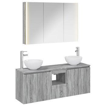 Juego De Muebles De Baño 4 Pcs Sonoma Gris 103,5 X 15,5 X 70 Cm Vidaxl