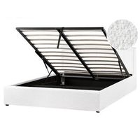 cama con almacenaje elevable tapizada de boucle blanco 160 x 200 cm montlaur