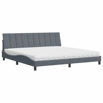 Cama Con Colchón Hanko Terciopelo Gris Oscuro 200x200 Cm Vidaxl