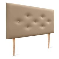 dhome cabecero de polipiel con 3 hileras intercaladas de botones y patas cabezal tapizado cama lujo marron claro 105cm