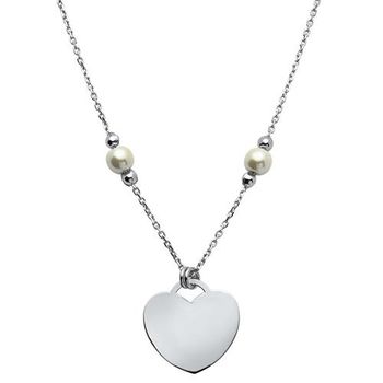 Cadena de plata 925 madreperla colgante corazón