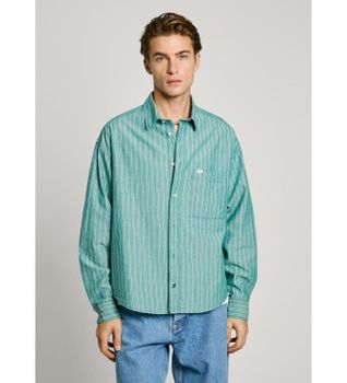 Pepe Jeans para hombre. PM308857 Camisa Chartres verde (L), Casual, Algodón, Manga larga