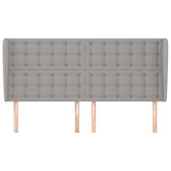 Cabecero Cama Mueble De Dormitorio Con Orejas De Tela Claro 163 X 23 X 118/128 Cm Gris M02_0003244