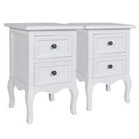 pack 2 uds mesitas de noche  mesa auxiliar  mesilla con 2 cajones mdf blanca