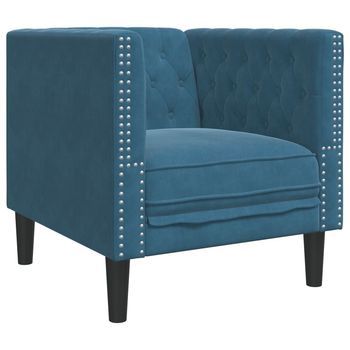 Sillón Chesterfield De Terciopelo Azul Cfw145968