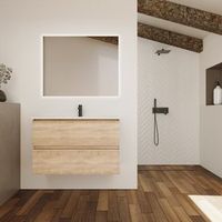 conjunto de bano kaji  100 cm bardolino  dos cajones  lavabo empotrado  mueble montado  no incluye espejo  alday