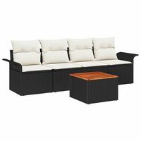 conjunto de sofas de jardin 5 piezas  mueble de jardin negro ratan sintetico