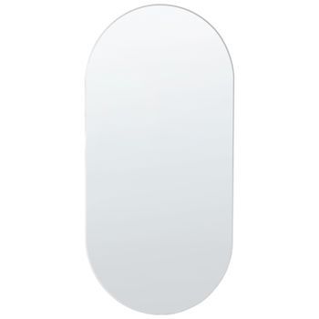Espejo De Pared De Vidrio Plateado 40 X 80 Cm Sin Marco Forma Ovalada Alfortville