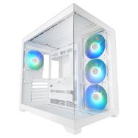 mars gaming mcv5 caja pc atx cristal templado panoramico 4x ventiladores argb 120mm blanco