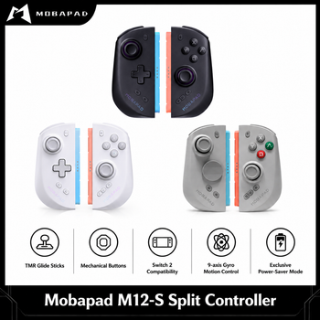 Controlador dividido Mobapad M12-S para consola Nintendo Switch 2, gamepad con control de movimiento giroscópico de 9 ejes y palancas TMR Glide para NS 2