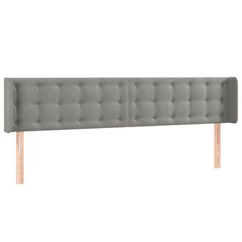 Cabecero Cama Mueble De Dormitorio Con Led De Terciopelo Claro 163 X 16 X 78/88 Cm Gris M02_0001448