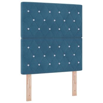 Cabecero Led Argyle Con Cabecera Azul Oscuro 80 Cm Terciopelo