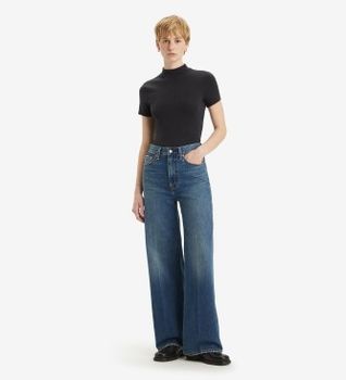 Levi's para mujer. A6081-0012 Jeans Ribcage Wide Leg azul (29/30), Casual, Algodón, Denim
