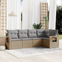 conjunto de sofas jardin con cojines 5 uds  mueble jardin mesa y sillas ratan sintetico beige cfw818141