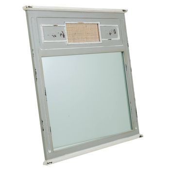 Espejo De Madera Y Rejilla Bambú Gris 70x3,3x76