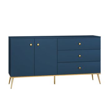 Bufé 2 puertas 3 cajones melamina azul
