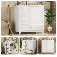 mueble de lavabo con lavabo - mueble para bano - mdf y ceramica - blanco 765x47x875cm