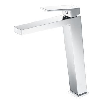 Grifo Monomando Lavabo Alto Cromado En Latón Y Zama Con Cartucho Cerámico