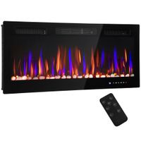homcom chimenea electrica pared empotrable ultrafina con llama 3d brillovelocidad ajustable y 12 colores guijarros 9001800w