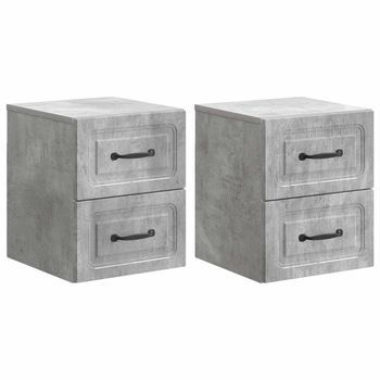 Mesita De Noche De Pared 2 Pcs Gris Hormigón 34,5 X 33 X 40 Cm Vidaxl