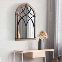 espejo de pared de mdf vidrio homcom 93x60 cm-marron