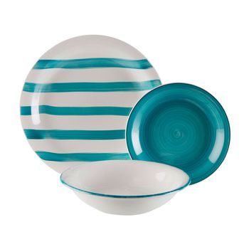 *vajilla Porcelana Ligia Azul 18 Piezas Versa