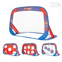 fc barcelona porteria futbol infantil pop-up 4 en 1 con dianas tamano 120x80x80 cm incluye bolsa de transporte ideal para practicar punteria jardin o parque desde 3 anos