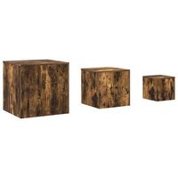 3 piezas mesitas auxiliar  mesa de apoyoes madera contrachapada roble ahumado
