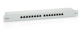 PATCH PANEL 16 PUERTOS CATEGORIA 6 APANTALLADO COLOR GRIS CLARO