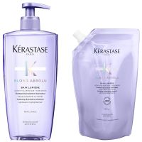 kerastase blond absolu refillable shampoo and refill pouch duo for blonde or lightened hair with hyaluronic acid 500ml