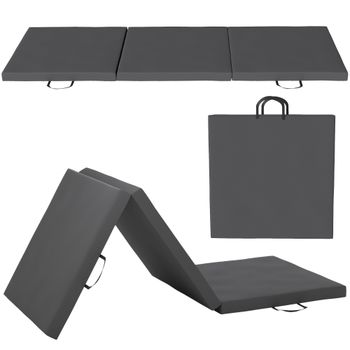 Alfombra de gimnasia plegable, alfombra de gimnasia plegable, 60x5 cm, con asa, tapete para yoga, deporte, fitness, pilates, revestimiento sintético, gris
