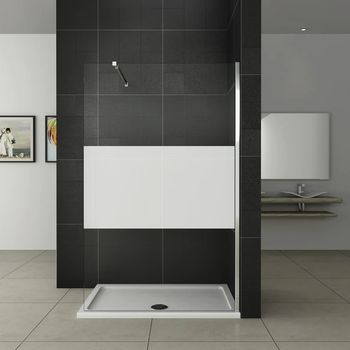 Aica Panel De Ducha Serigrafiado Central Vidrio 8mm Con Película De Seguridad A Prueba De Explosiones (88-90)x200cm Con Barra 73-120cm